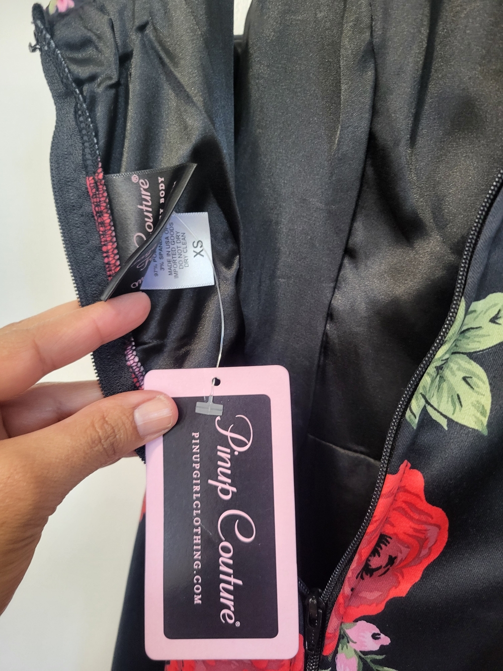 Black Floral Zip-Back Pinup Couture Dress